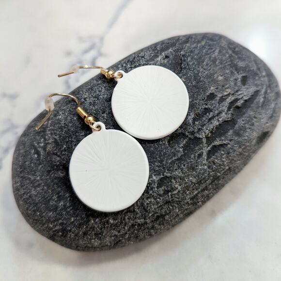 HAPPY FACE Black and White Hook Earrings Smile Have a Nice Day NEW - Picture 5 of 5